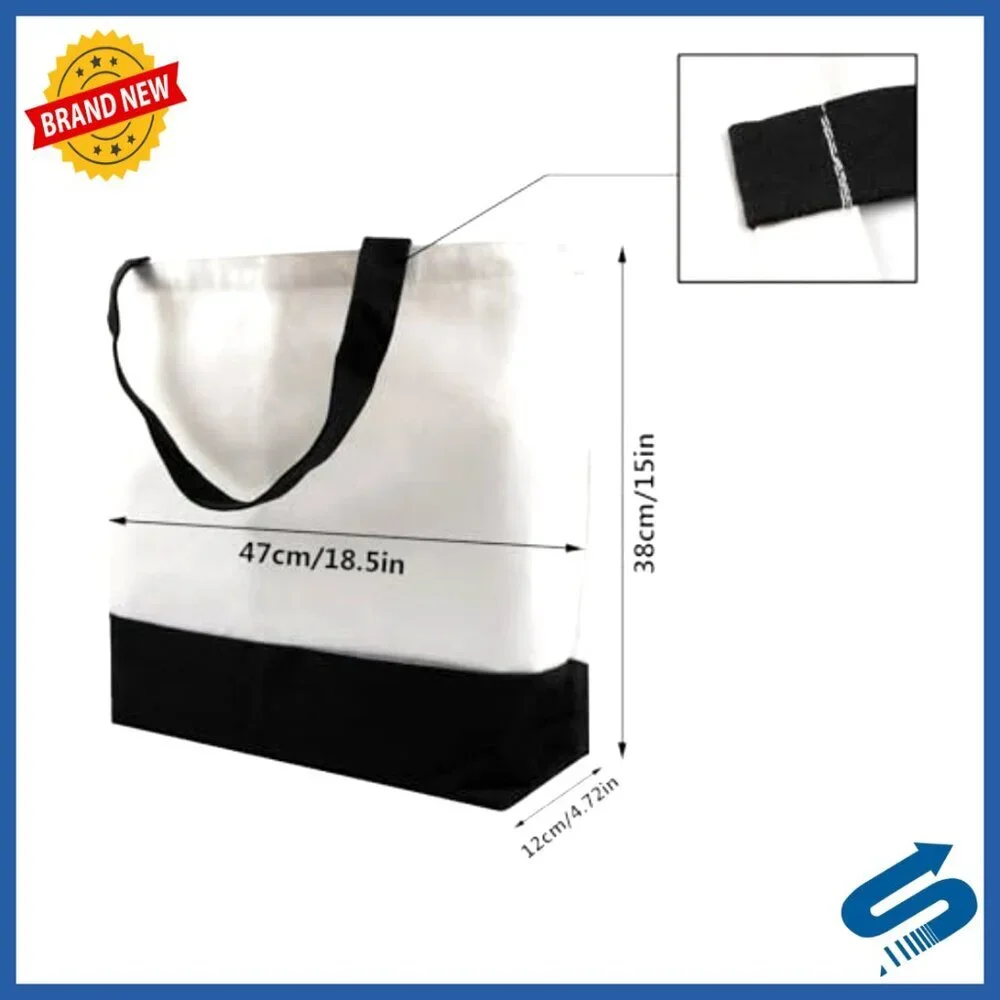 Blank Canvas Tote Bags for Sublimation DIY Crafting Polyester Reusable Grocery